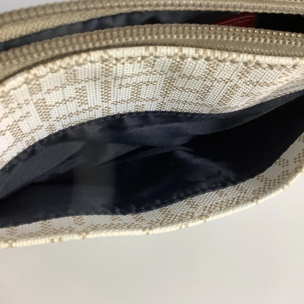 Tommy Hilfiger Women's Logo Printed Medium Wristlet Wallet Clutch Bag White/Tan - Picture 6 of 13